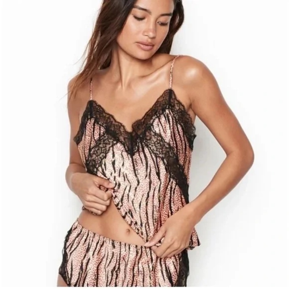 Victoria's Secret Pink and Black Lace Chemise